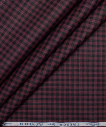 Tresca by Arvind  Superfine Cotton Checks Shirting Fabric (Wine)