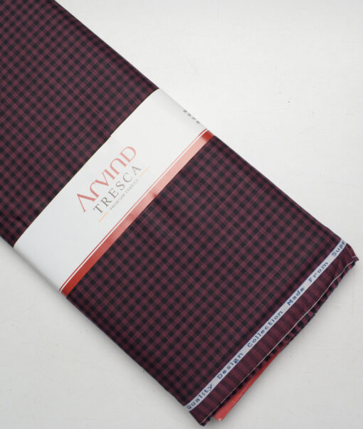 Tresca by Arvind  Superfine Cotton Checks Shirting Fabric (Wine)