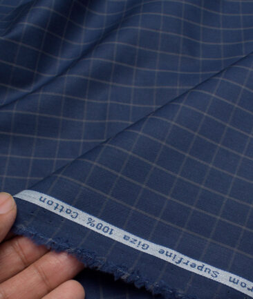 Tresca by Arvind  Giza Cotton Checks Shirting Fabric (Dark Royal Blue)