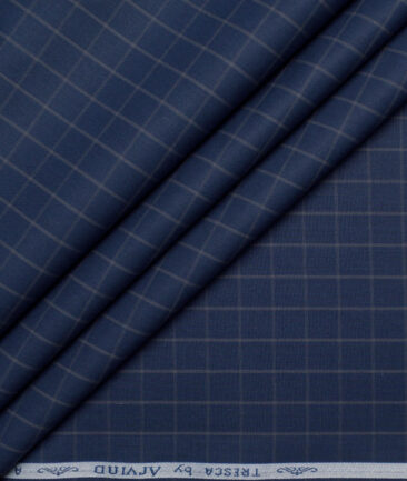 Tresca by Arvind  Giza Cotton Checks Shirting Fabric (Dark Royal Blue)