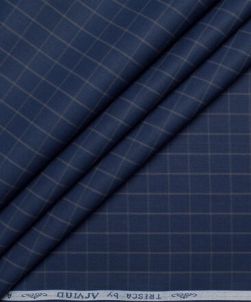 Tresca by Arvind  Giza Cotton Checks Shirting Fabric (Dark Royal Blue)