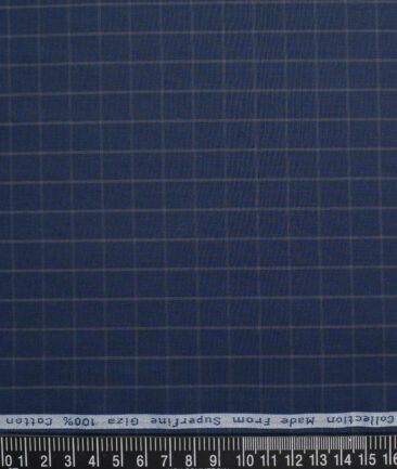 Tresca by Arvind  Giza Cotton Checks Shirting Fabric (Dark Royal Blue)
