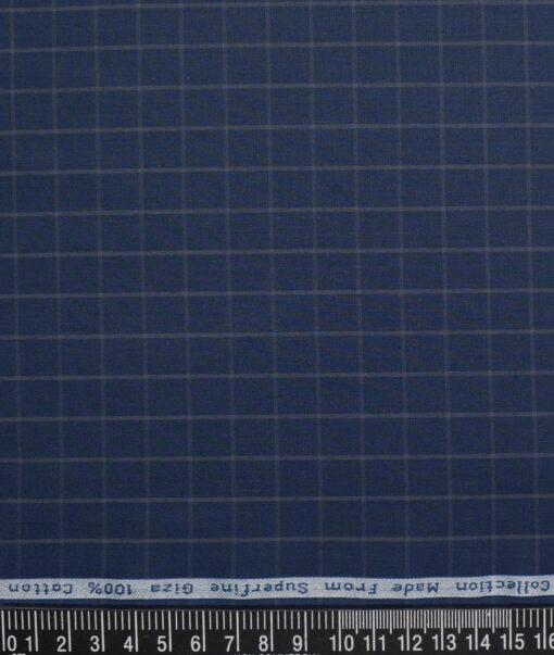 Tresca by Arvind  Giza Cotton Checks Shirting Fabric (Dark Royal Blue)