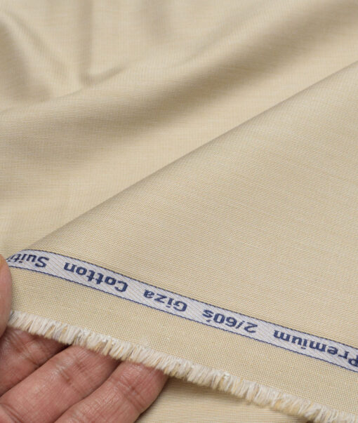 Tresca by Arvind 2 Ply 60's Structured Giza Cottton Wrinkle Resistant Stretchable Trouser or Chinos Fabric (Beige)