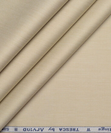 Tresca by Arvind 2 Ply 60's Structured Giza Cottton Wrinkle Resistant Stretchable Trouser or Chinos Fabric (Beige)