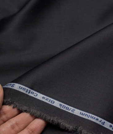 Tresca by Arvind 2 Ply 60's Structured Giza Cottton Wrinkle Resistant Stretchable Trouser or Chinos Fabric (Black)
