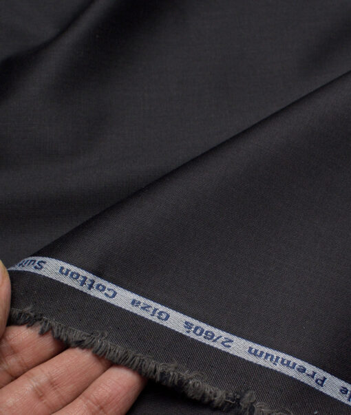 Tresca by Arvind 2 Ply 60's Structured Giza Cottton Wrinkle Resistant Stretchable Trouser or Chinos Fabric (Black)