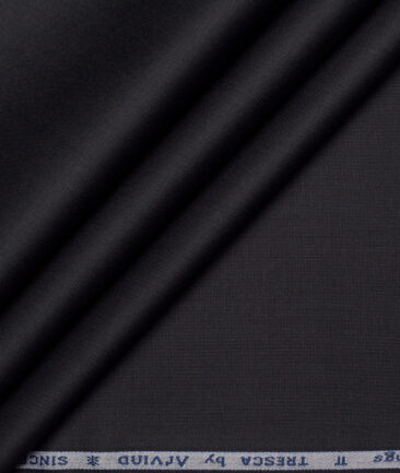 Tresca by Arvind 2 Ply 60's Structured Giza Cottton Wrinkle Resistant Stretchable Trouser or Chinos Fabric (Black)