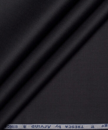 Tresca by Arvind 2 Ply 60's Structured Giza Cottton Wrinkle Resistant Stretchable Trouser or Chinos Fabric (Black)