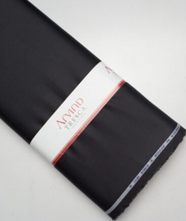 Tresca by Arvind 2 Ply 60's Structured Giza Cottton Wrinkle Resistant Stretchable Trouser or Chinos Fabric (Black)
