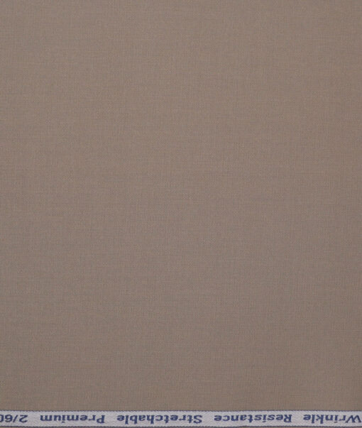 Tresca by Arvind 2 Ply 60's Structured Giza Cottton Wrinkle Resistant Stretchable Trouser or Chinos Fabric (Brown)