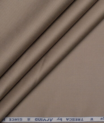 Tresca by Arvind 2 Ply 60's Structured Giza Cottton Wrinkle Resistant Stretchable Trouser or Chinos Fabric (Brown)
