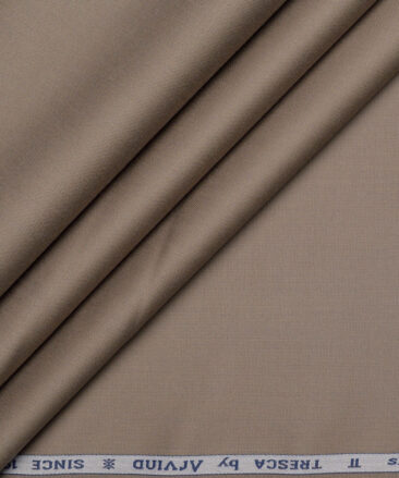 Tresca by Arvind 2 Ply 60's Structured Giza Cottton Wrinkle Resistant Stretchable Trouser or Chinos Fabric (Brown)