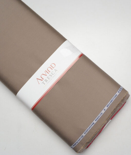 Tresca by Arvind 2 Ply 60's Structured Giza Cottton Wrinkle Resistant Stretchable Trouser or Chinos Fabric (Brown)