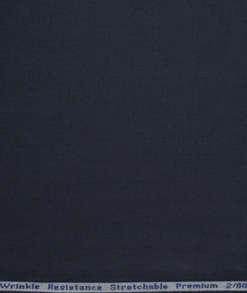Tresca by Arvind 2 Ply 60's Structured Giza Cotton Wrinkle Resistant Stretchable Trouser or Chinos Fabric (Dark Blue)