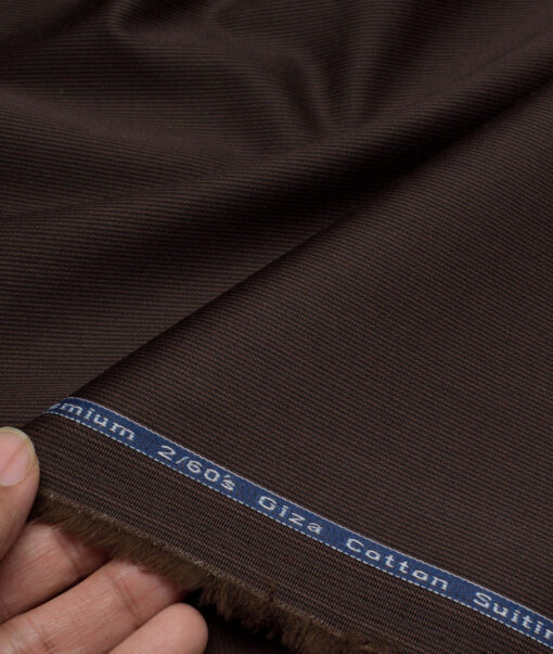 Tresca by Arvind 2 Ply 60's Striped Giza Cotton Wrinkle Resistant Stretchable Trouser or Chinos Fabric (Dark Brown)