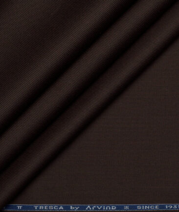Tresca by Arvind 2 Ply 60's Striped Giza Cotton Wrinkle Resistant Stretchable Trouser or Chinos Fabric (Dark Brown)