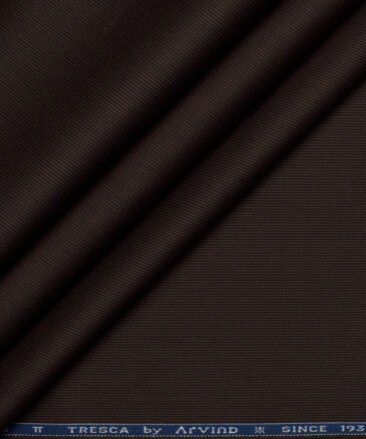 Tresca by Arvind 2 Ply 60's Striped Giza Cotton Wrinkle Resistant Stretchable Trouser or Chinos Fabric (Dark Brown)