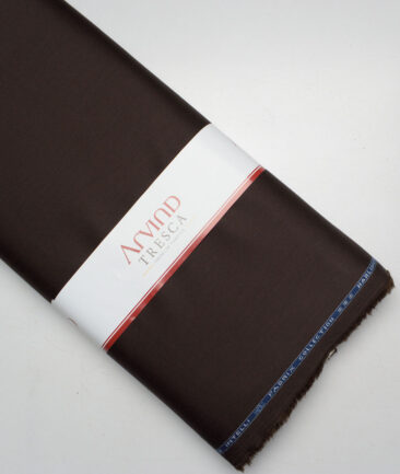 Tresca by Arvind 2 Ply 60's Striped Giza Cotton Wrinkle Resistant Stretchable Trouser or Chinos Fabric (Dark Brown)