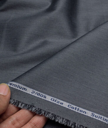 Tresca by Arvind 2 Ply 60's Structured Giza Cottton Wrinkle Resistant Stretchable Trouser or Chinos Fabric (Dark Grey)