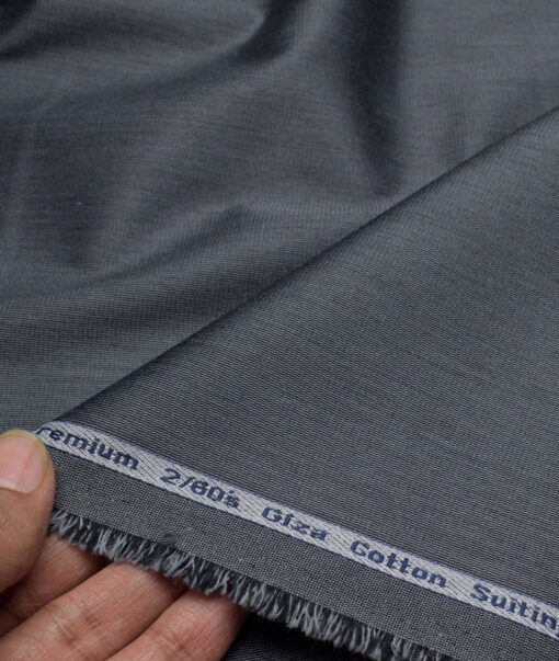 Tresca by Arvind 2 Ply 60's Structured Giza Cottton Wrinkle Resistant Stretchable Trouser or Chinos Fabric (Dark Grey)