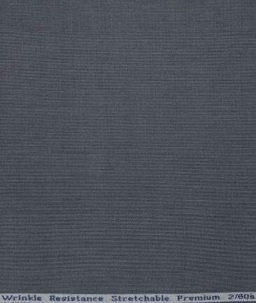 Tresca by Arvind 2 Ply 60's Structured Giza Cottton Wrinkle Resistant Stretchable Trouser or Chinos Fabric (Dark Grey)