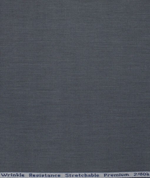 Tresca by Arvind 2 Ply 60's Structured Giza Cottton Wrinkle Resistant Stretchable Trouser or Chinos Fabric (Dark Grey)