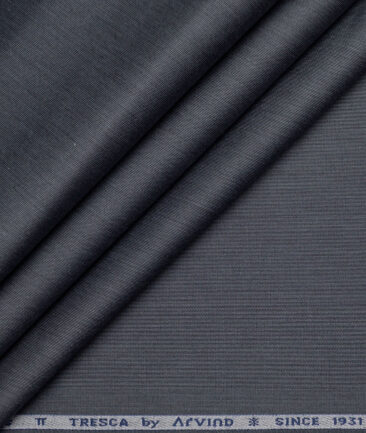 Tresca by Arvind 2 Ply 60's Structured Giza Cottton Wrinkle Resistant Stretchable Trouser or Chinos Fabric (Dark Grey)