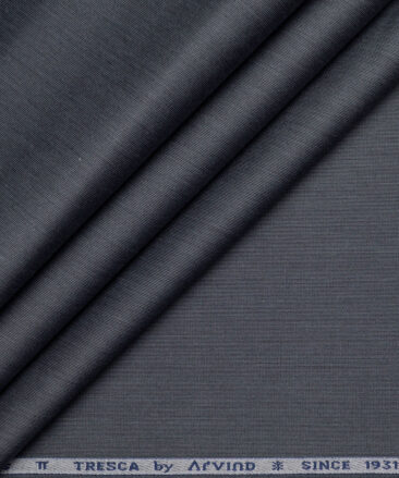 Tresca by Arvind 2 Ply 60's Structured Giza Cottton Wrinkle Resistant Stretchable Trouser or Chinos Fabric (Dark Grey)