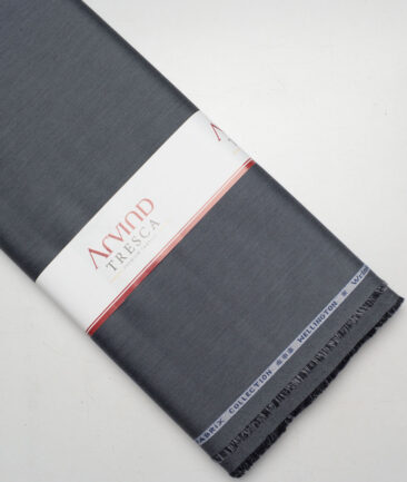 Tresca by Arvind 2 Ply 60's Structured Giza Cottton Wrinkle Resistant Stretchable Trouser or Chinos Fabric (Dark Grey)