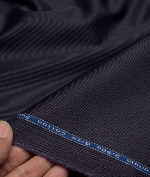 Tresca by Arvind 2 Ply 60's Striped Giza Cotton Wrinkle Resistant Stretchable Trouser or Chinos Fabric (Dark Purplish Blue)