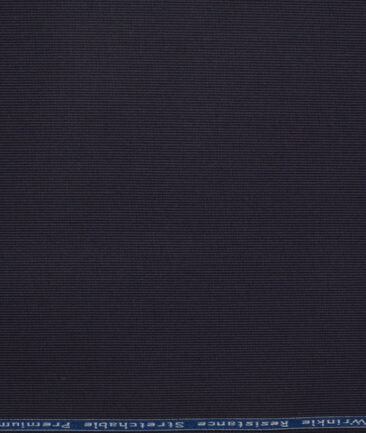 Tresca by Arvind 2 Ply 60's Striped Giza Cotton Wrinkle Resistant Stretchable Trouser or Chinos Fabric (Dark Purplish Blue)