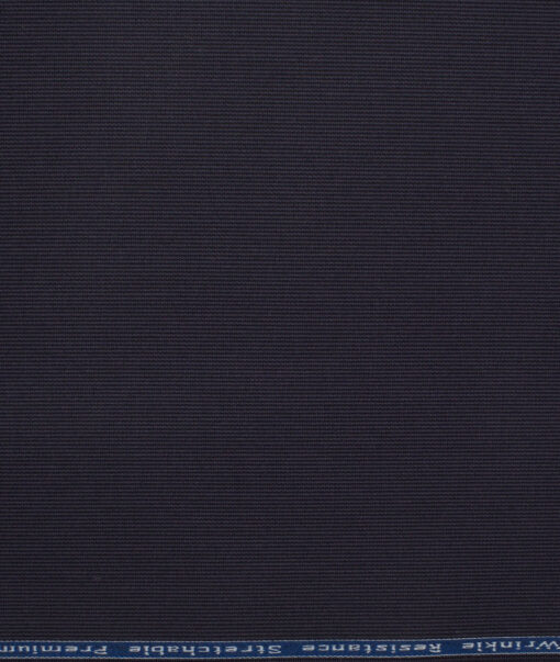 Tresca by Arvind 2 Ply 60's Striped Giza Cotton Wrinkle Resistant Stretchable Trouser or Chinos Fabric (Dark Purplish Blue)