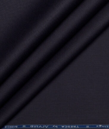 Tresca by Arvind 2 Ply 60's Striped Giza Cotton Wrinkle Resistant Stretchable Trouser or Chinos Fabric (Dark Purplish Blue)