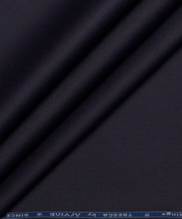 Tresca by Arvind 2 Ply 60's Striped Giza Cotton Wrinkle Resistant Stretchable Trouser or Chinos Fabric (Dark Purplish Blue)