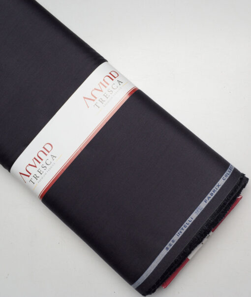 Tresca by Arvind 2 Ply 60's Structured Giza Cottton Wrinkle Resistant Stretchable Trouser or Chinos Fabric (Dark Purplish Grey)