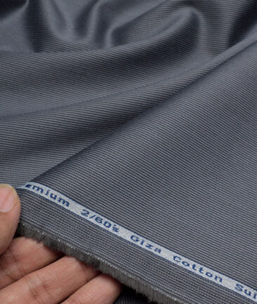 Tresca by Arvind 2 Ply 60's Striped Giza Cotton Wrinkle Resistant Stretchable Trouser or Chinos Fabric (Grey)