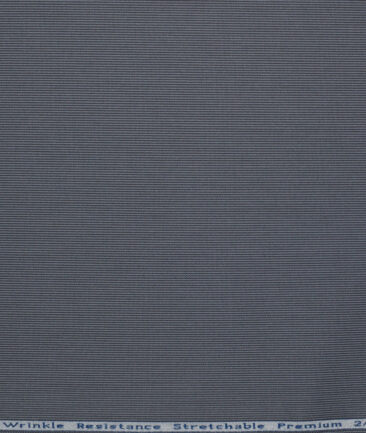 Tresca by Arvind 2 Ply 60's Striped Giza Cotton Wrinkle Resistant Stretchable Trouser or Chinos Fabric (Grey)