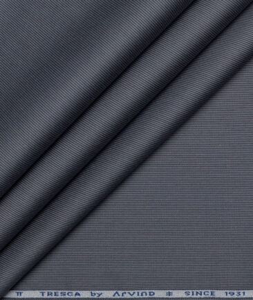 Tresca by Arvind 2 Ply 60's Striped Giza Cotton Wrinkle Resistant Stretchable Trouser or Chinos Fabric (Grey)