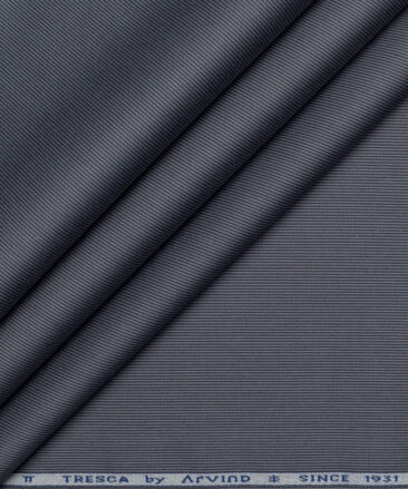 Tresca by Arvind 2 Ply 60's Striped Giza Cotton Wrinkle Resistant Stretchable Trouser or Chinos Fabric (Grey)
