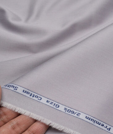 Tresca by Arvind 2 Ply 60's Structured Giza Cottton Wrinkle Resistant Stretchable Trouser or Chinos Fabric (Light Grey)