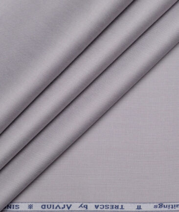 Tresca by Arvind 2 Ply 60's Structured Giza Cottton Wrinkle Resistant Stretchable Trouser or Chinos Fabric (Light Grey)