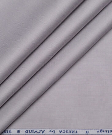 Tresca by Arvind 2 Ply 60's Structured Giza Cottton Wrinkle Resistant Stretchable Trouser or Chinos Fabric (Light Grey)