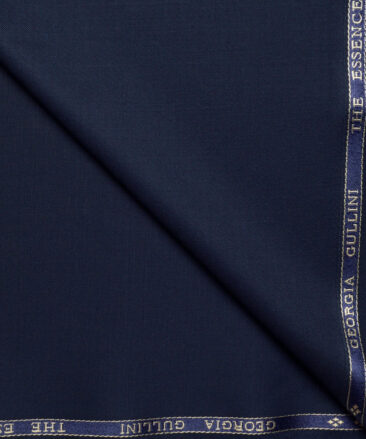 Georgia Gullini Italy  Solids Polyester Viscose Suiting Fabric (Dark Blue)