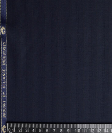 Georgia Gullini Italy  Striped Polyester Viscose Suiting Fabric (Dark Navy Blue)