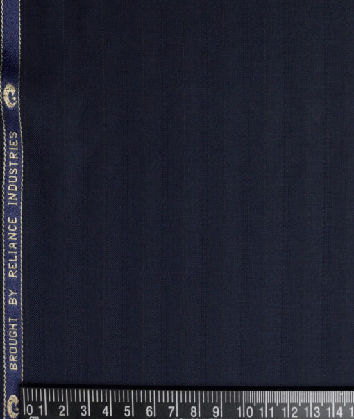 Georgia Gullini Italy  Striped Polyester Viscose Suiting Fabric (Dark Navy Blue)