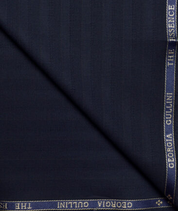 Georgia Gullini Italy  Striped Polyester Viscose Suiting Fabric (Dark Navy Blue)