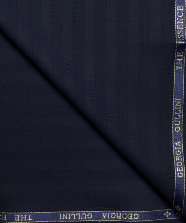 Georgia Gullini Italy  Striped Polyester Viscose Suiting Fabric (Dark Navy Blue)