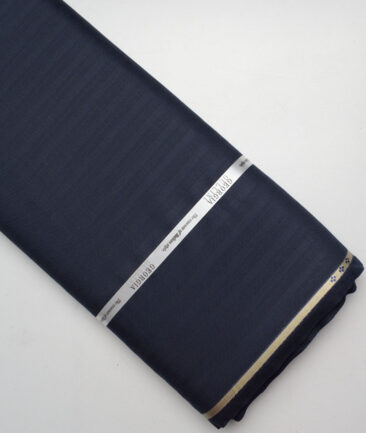 Georgia Gullini Italy  Striped Polyester Viscose Suiting Fabric (Dark Navy Blue)