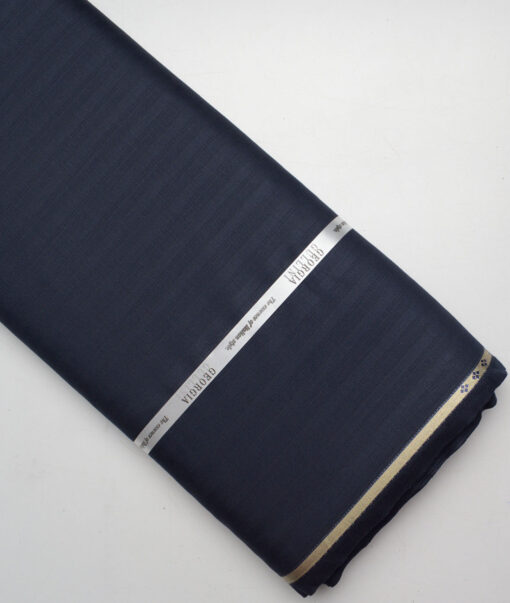 Georgia Gullini Italy  Striped Polyester Viscose Suiting Fabric (Dark Navy Blue)